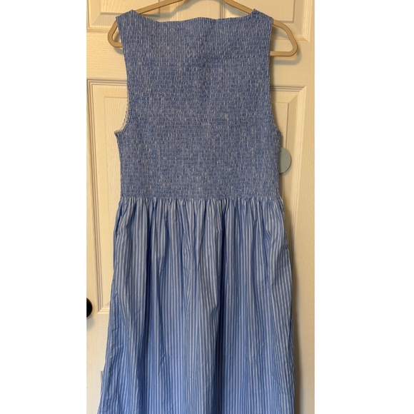 Hill House Home Cosima Nap Dress Blue Striped XL NWT Smocked - Picture 2 of 5